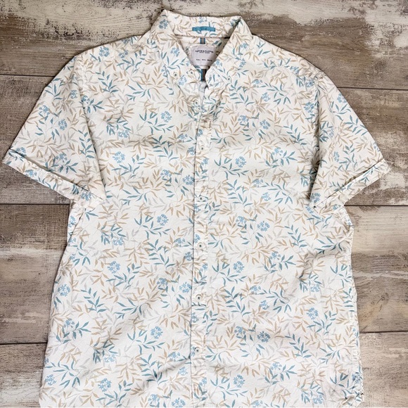 Denim & Flower Cream and Blue Floral Men's Shirt - Picture 2 of 6